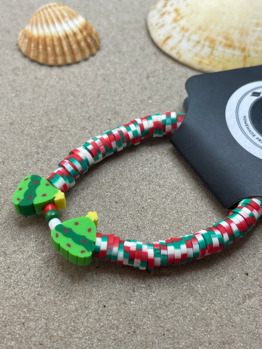 Children's Christmas Tree Heishi Bead Bracelet