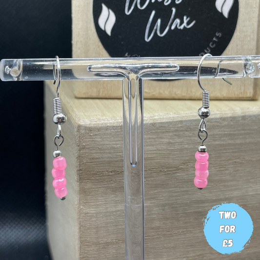 Pearlescent Pink Glass Beaded Earrings Pattern