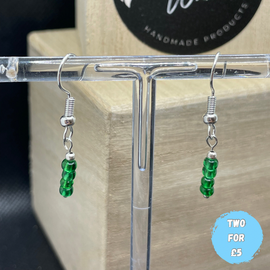 Foil Green Glass Beaded Earrings Pattern