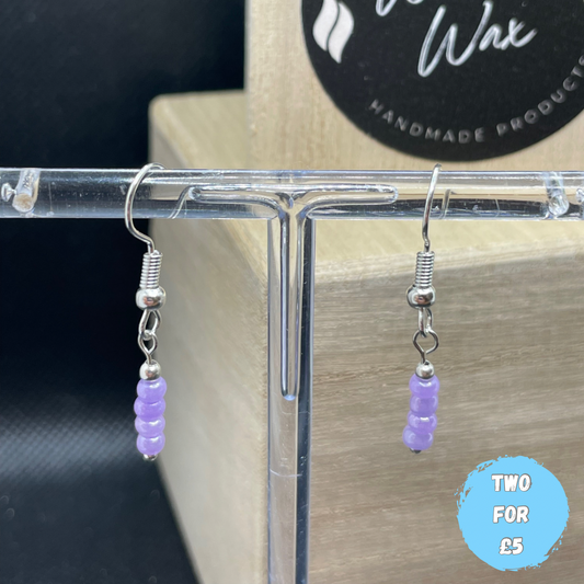 Pearlescent Violet Glass Beaded Earrings Pattern