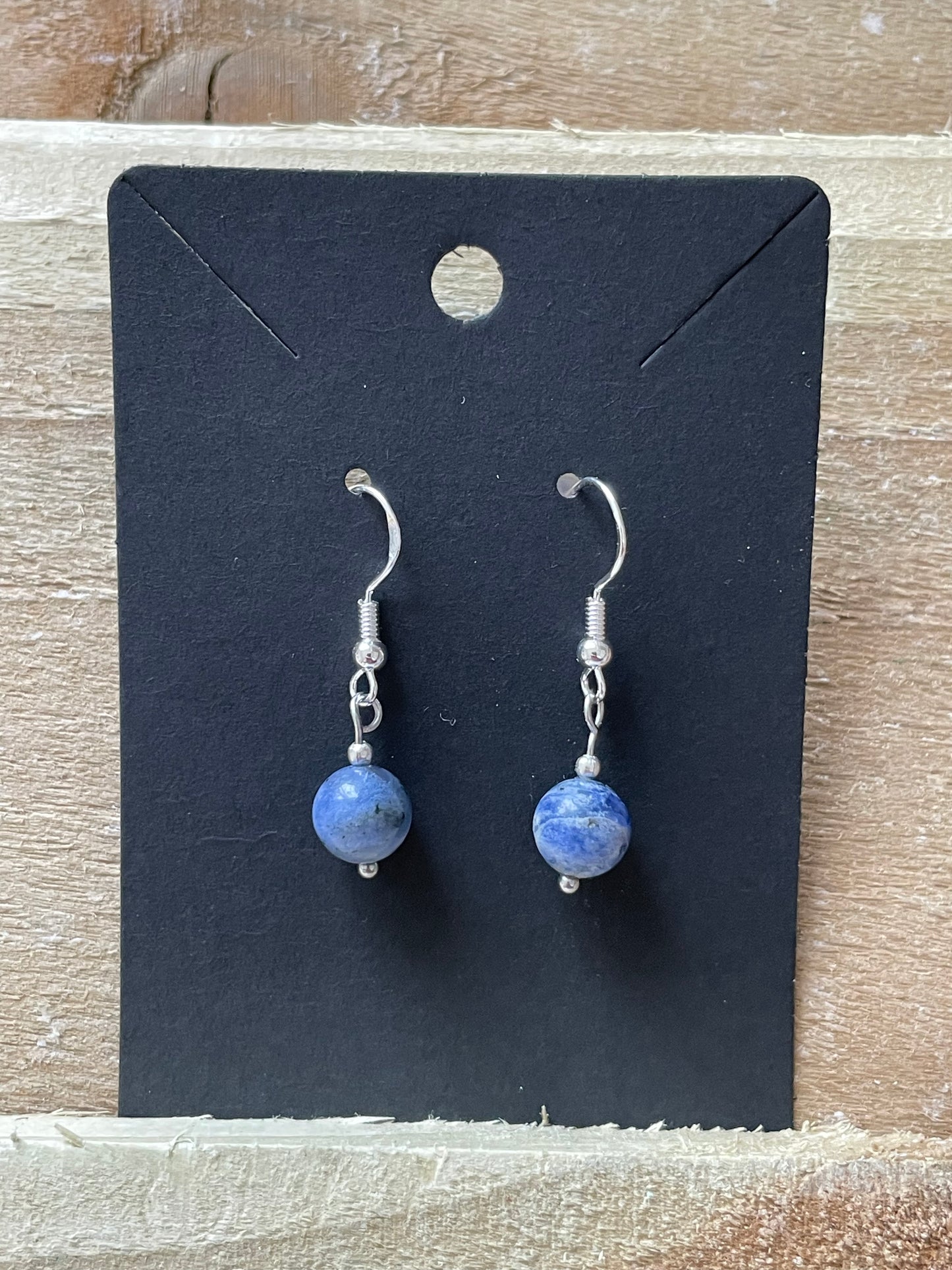 “Mordon” Ocean Wave Blue-Vein Sodalite Stone Beaded Earrings