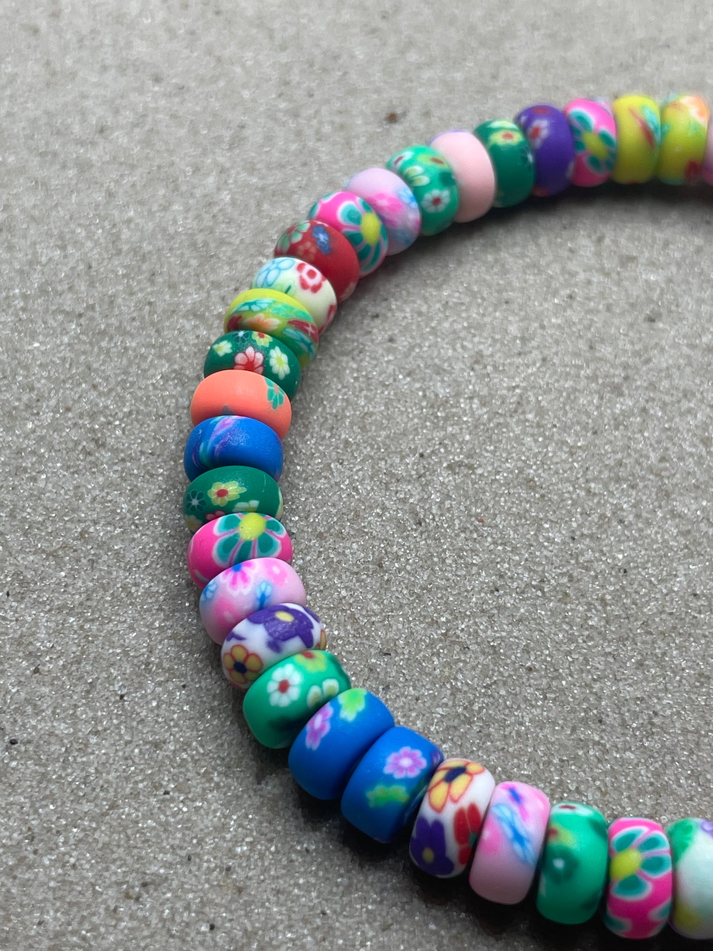 Flat and Round Colourful Clay Beaded Bracelet
