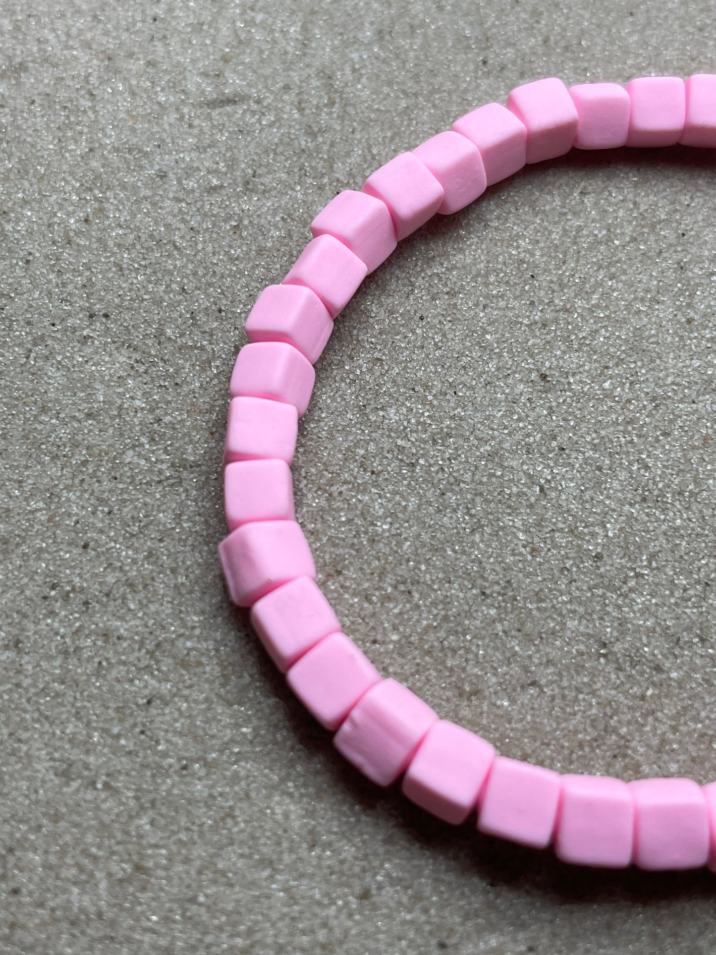 Pink Cube Clay Beaded Bracelet