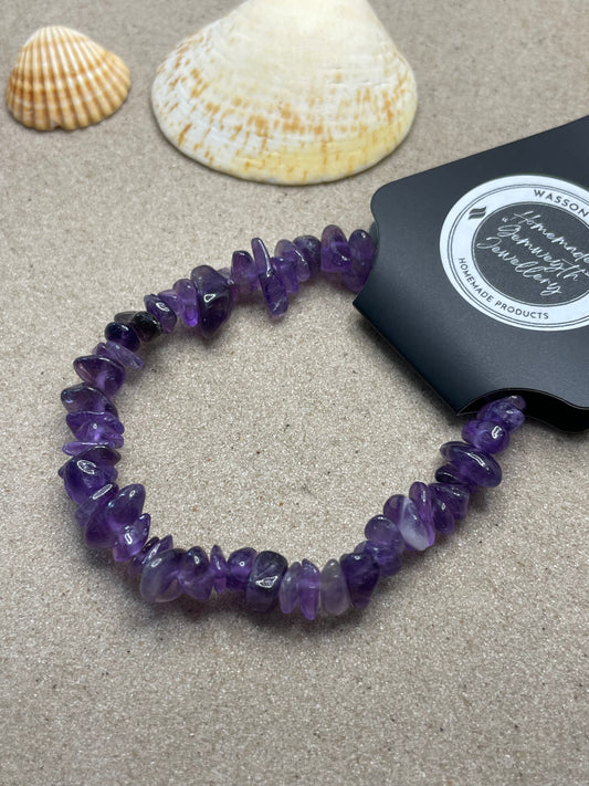 "Cornish Heather" Purple Amethyst Agate Chip Bead Bracelet