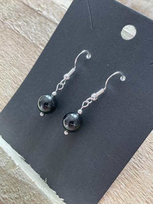 "Nosweyth" Black Obsidian Gemstone Beaded Earrings